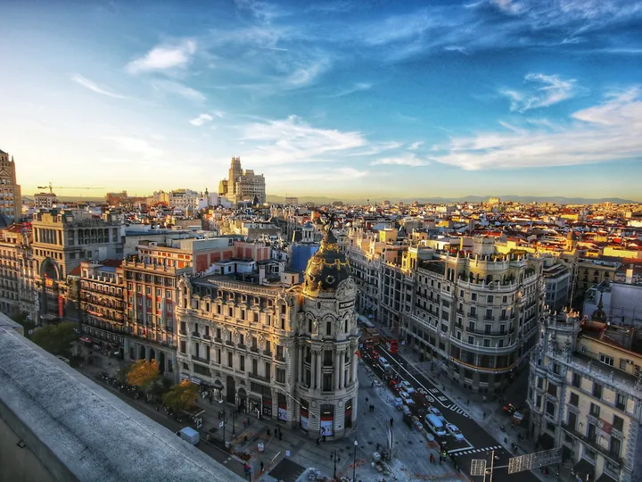 Rooftops of central Madrid around Calle del Arenal